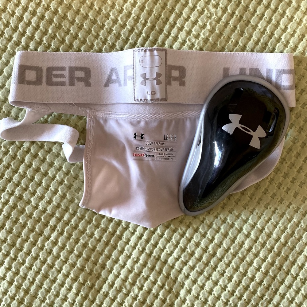 Large White Underarmour Jock with Cup